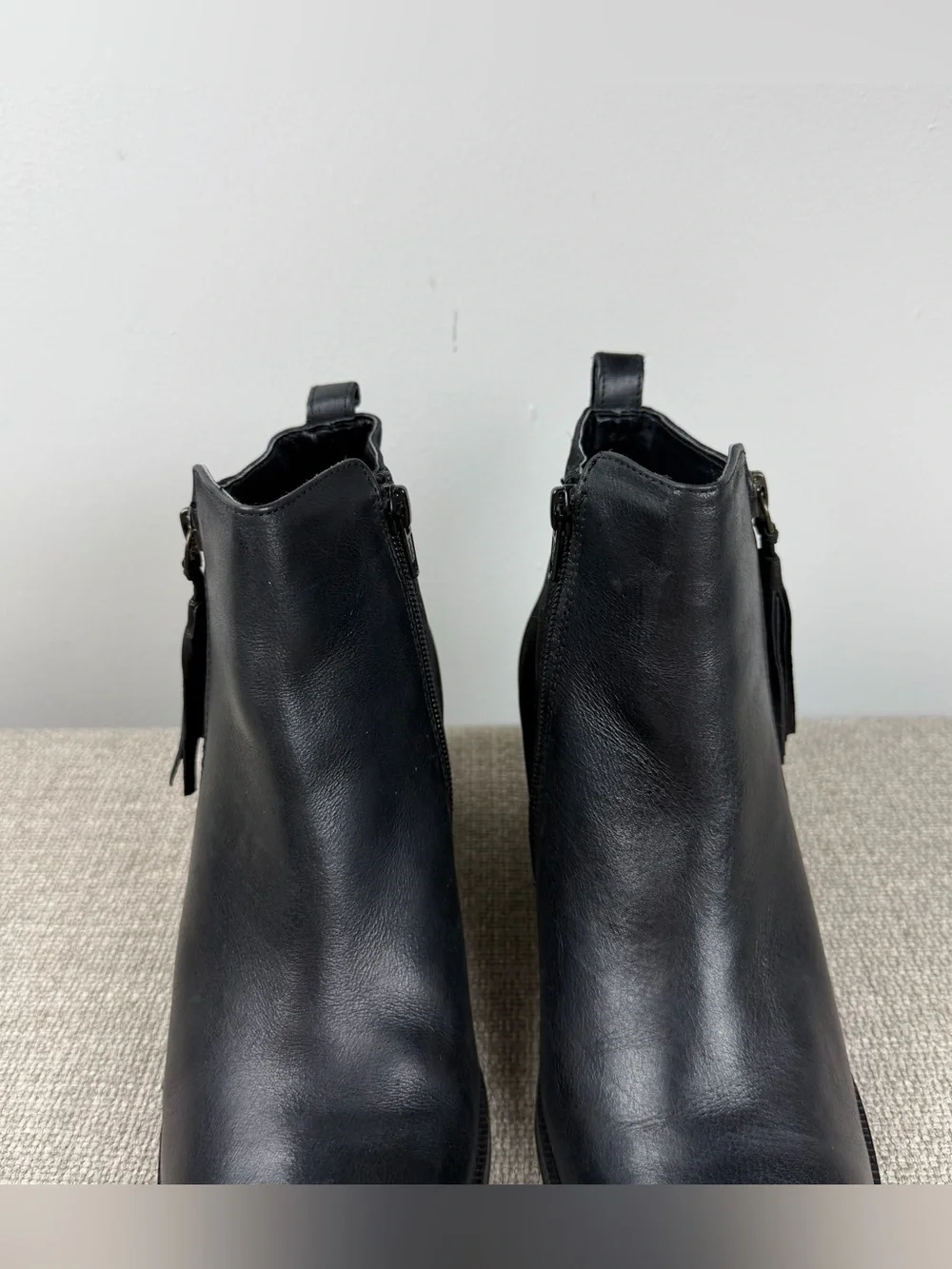 Crevo Autumn Tassel Leather Ankle Boot Ankle Booties Black Boho Fall Size 9.5